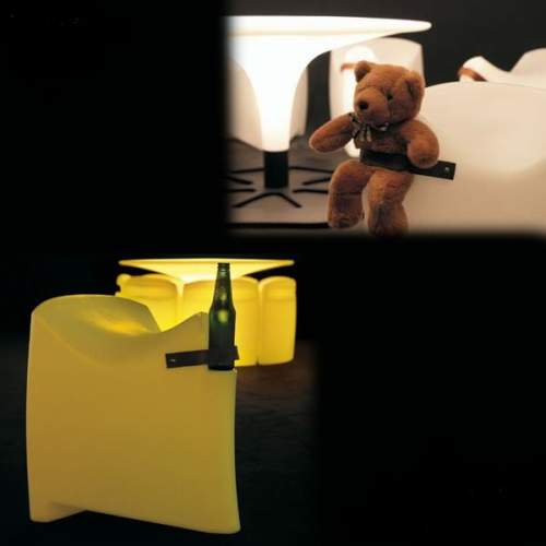 Corral table, bronco stools and c’upsidedown light