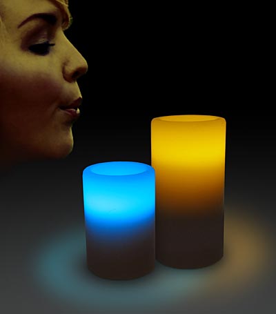 Bi-Color LED Blow On-Off Candles