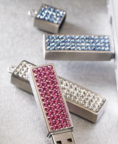 Rhinestone-embellished USB flash drives