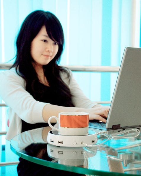 Cup Warmer and USB Hub with Clock