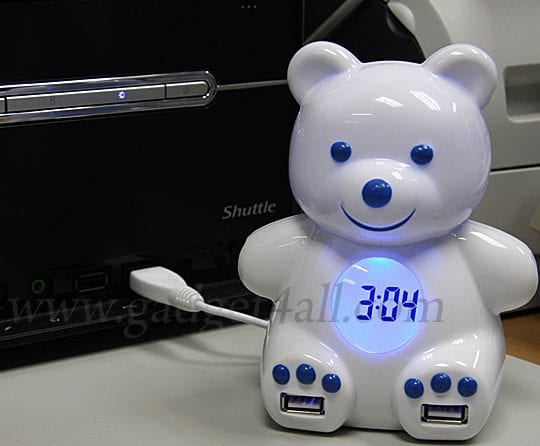 Bear USB 4-Port Hub + Alarm Clock