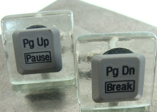 Earrings and Cufflinks Black Laptop Computer Key 