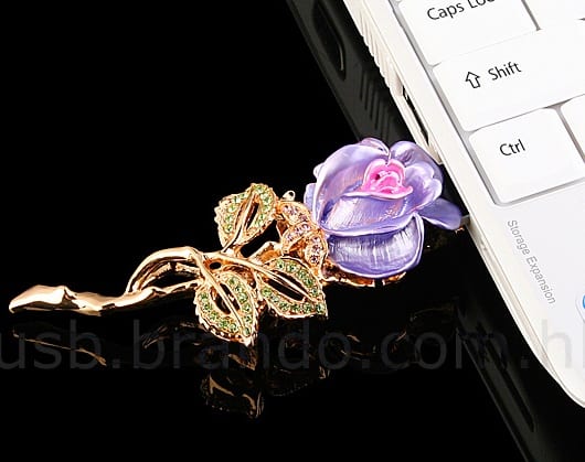USB Jewel Rose Brooch Flash Drive 