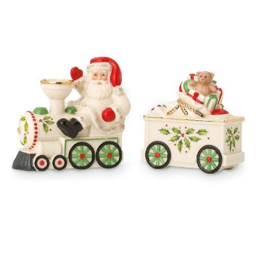 Lenox Holiday Santa & Train Salt & Pepper Set