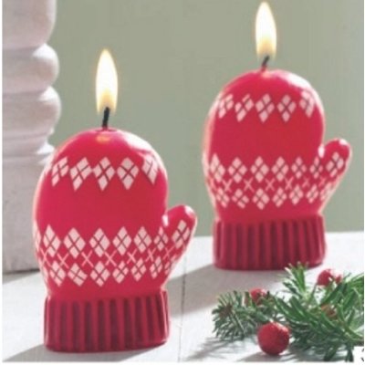 Alpine Holiday Argyle Mitten Christmas Candles Alpine Holiday Argyle Mitten Christmas Candles