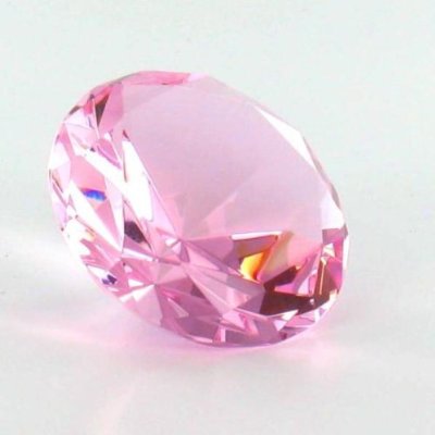 Pink Ice Glass Diamond Shaped Paper Weight Home Office