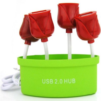 Romantic Rose USB 2.0 4-Port Ultra Mini Hub