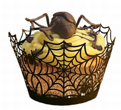 Paper Orchid Spider Web Cupcake Wrapper Black