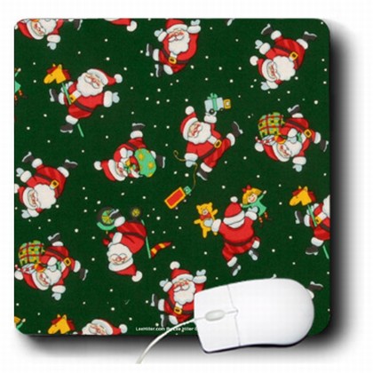 Fanciful Santas on Green - Mouse Pads