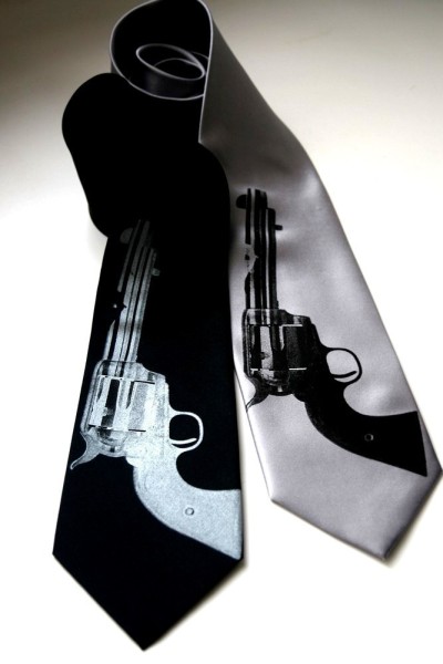 revolver gun screen printed necktie