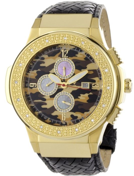 "Saxon Camouflage Black" Braided Leather Diamond Watch