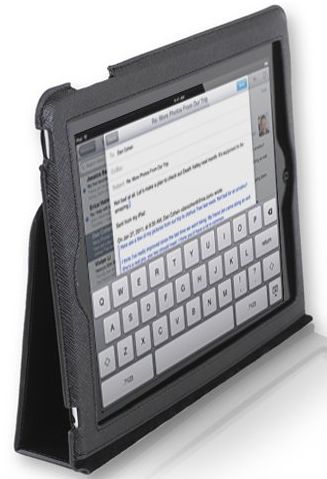 CaseCrown Synthetic Leather Horizontal Flip Stand Case (Black) for the Apple iPad 2