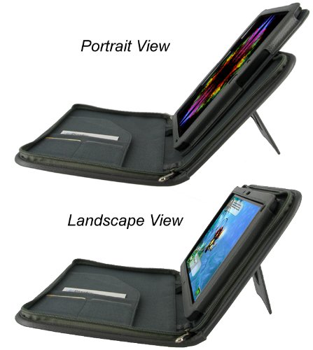 rooCASE Executive Portfolio (Black) Leather Case Cover