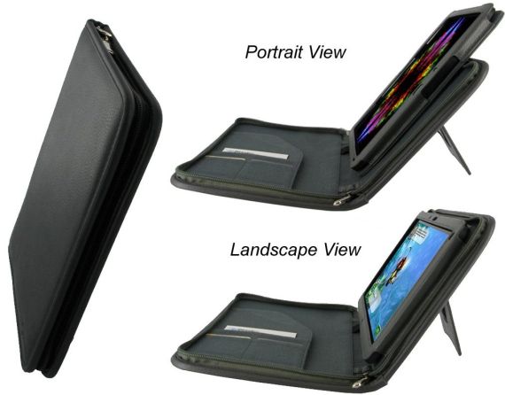 rooCASE Executive Portfolio (Black) Leather Case Cover