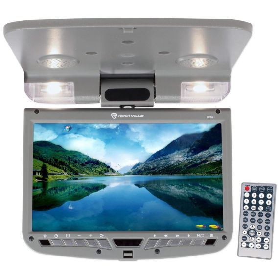 Rockville Rfd91-gr 9" Grey Flip Down Monitor with DVD Player + Speaker