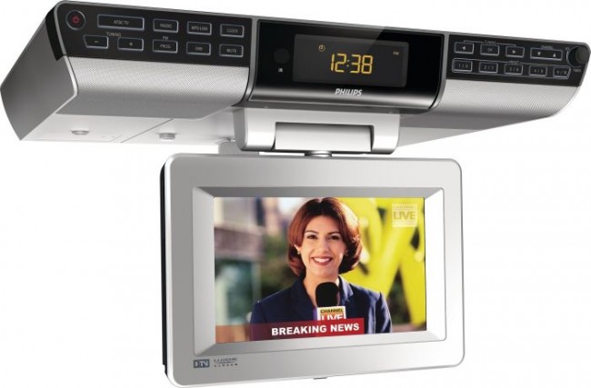 Philips AJL750/37 Kitchen Clock Radio with 7-inch TV