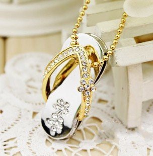 Crystal Diamond Slipper Jewelry USB Flash Drive with Necklace:8GB(Gold) Crystal Diamond Slipper Jewelry USB Flash Drive with Necklace:8GB(Gold)