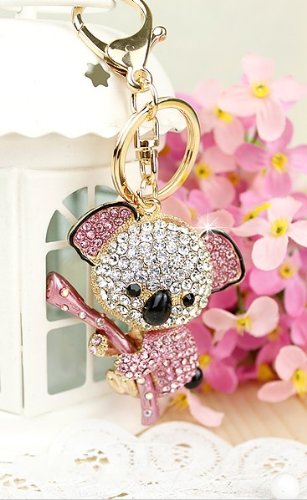 Shiny Full Crystal Pink Lovely Koala Bear USB Flash Drive with Necklace:8GB