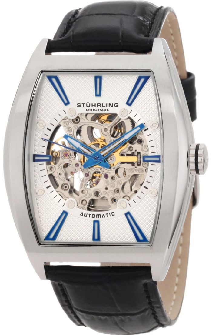 Stuhrling Original Men's 182C3.33152 Classic Millenia Master Automatic Skeleton Silvertone Watch Set