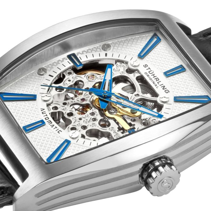 Stuhrling Original Men's 182C3.33152 Classic Millenia Master Automatic Skeleton Silvertone Watch Set