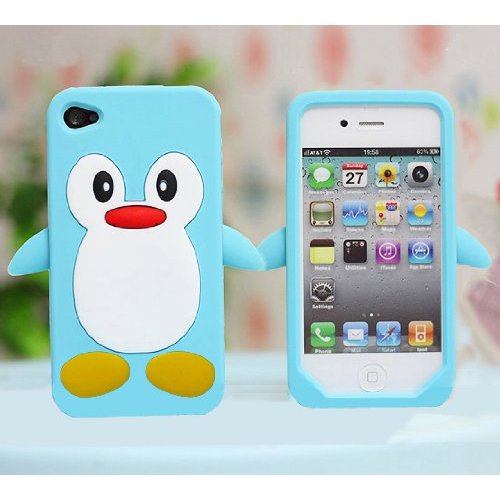 Blue Penguin Silicone Soft Case Cover For iPhone 4 4G 4S Blue Penguin Silicone Soft Case Cover For iPhone 4 4G 4S