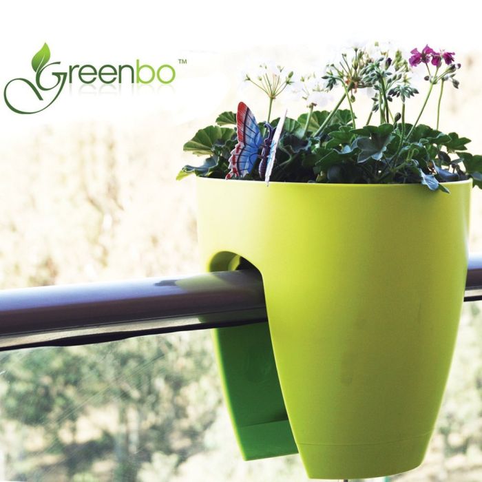 Amazon.com Greenbo Rail Planter, Urban Plants Flowers Pot Hanger For Railing and Fences GPR51 Green - PT03
