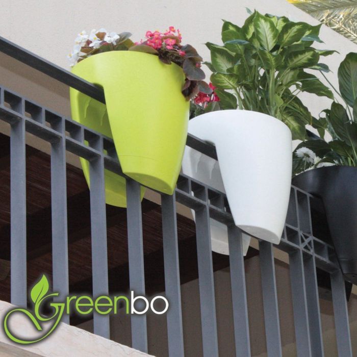 Amazon.com Greenbo Rail Planter, Urban Plants Flowers Pot Hanger For Railing and Fences GPR51 Green - PT05