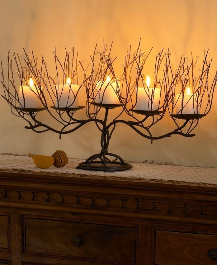 Twig and Beads Candelabra Candle Holder Twig and Beads Candelabra Candle Holder