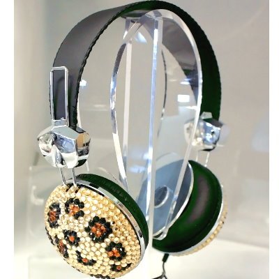 Leopard Crystal Rhinestone Bling DJ Over-Ear Headphones Leopard Crystal Rhinestone Bling DJ Over-Ear Headphones
