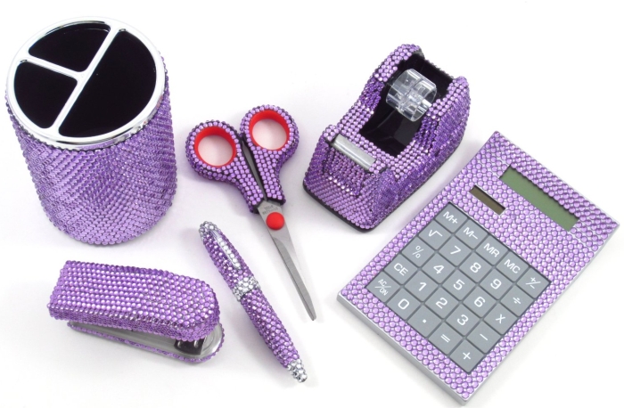 6 Piece Purple Crystal Office Supply Set 6 Piece Purple Crystal Office Supply Set