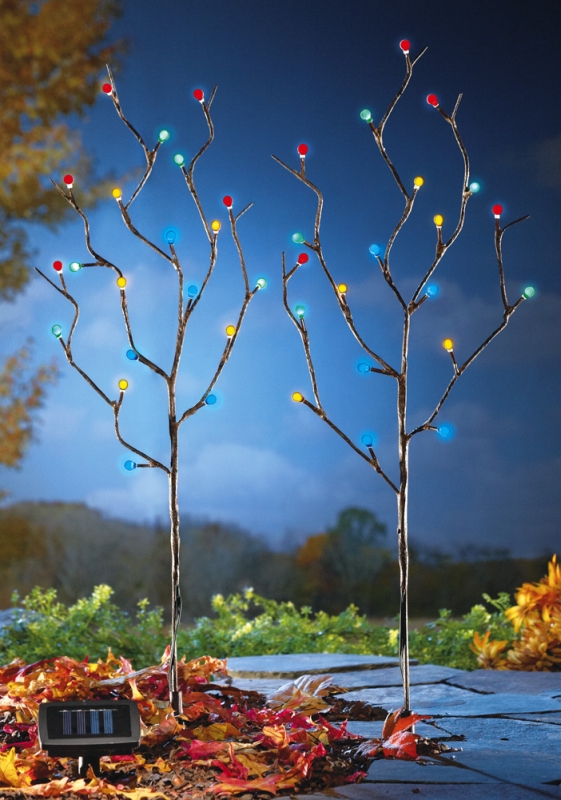 Solar Lighted Pussy Willow Garden Stakes
