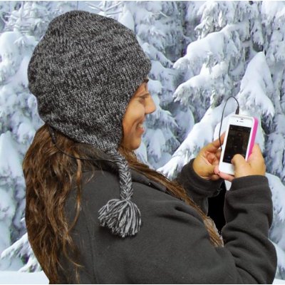 Aviator Style Knit Hat with Earflaps and Built-In Stereo Headset 
