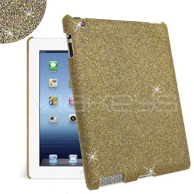 Gold Fine Sparkle Glitter Back Cover Case for Apple New iPad / iPad 3 / iPad 2 