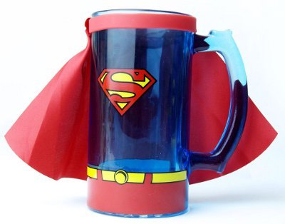 Superman Animation Caped Glass Beer Mug Stein