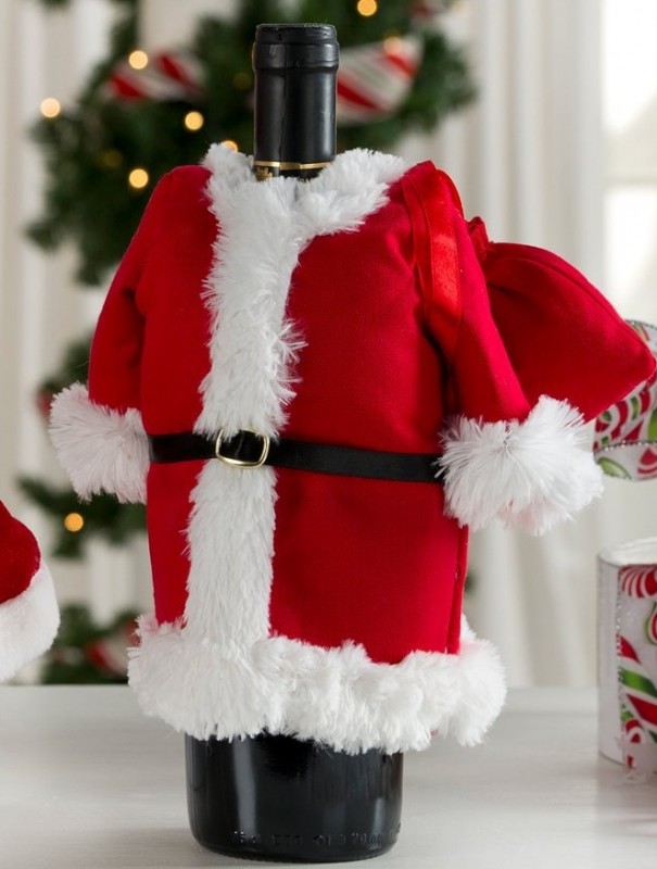 Santa Suit with Toy Bag Wine Bottle Cover Santa Suit with Toy Bag Wine Bottle Cover