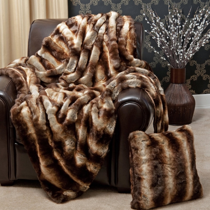 Faux Fur Throw Blanket - Chinchilla Faux Fur Throw Blanket - Chinchilla