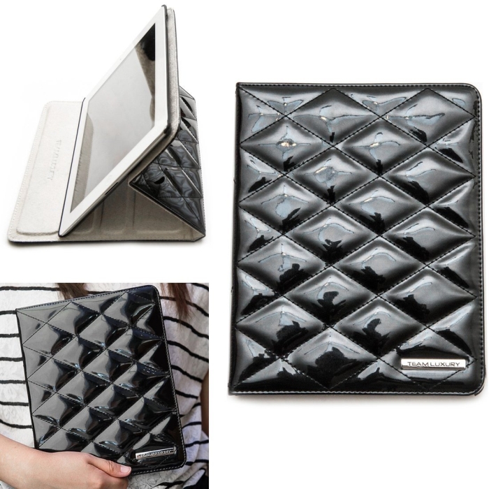LUXURY Black faux patent leather protective case for Apple New iPad 4 & 3 LUXURY Black faux patent leather protective case for Apple New iPad 4 & 3