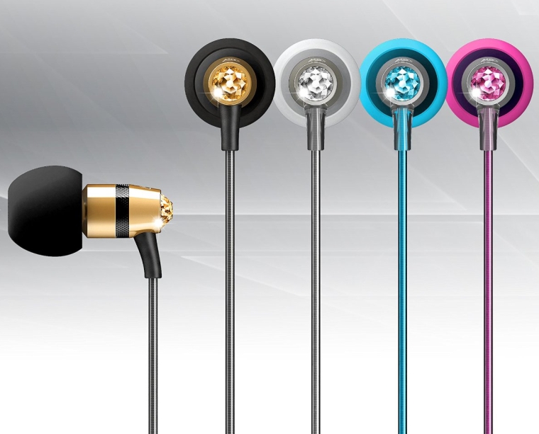 InEar Headphones with Microphone Made with Swarovski Crystals