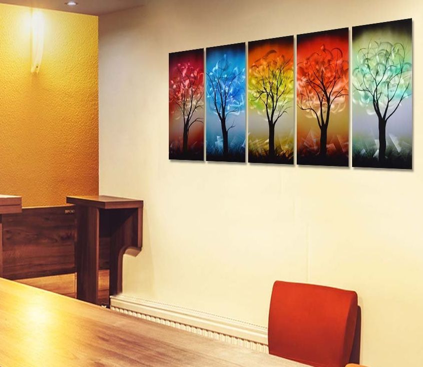 Colorful Tree  Metal Wall  Art  Decor  7 Gadgets